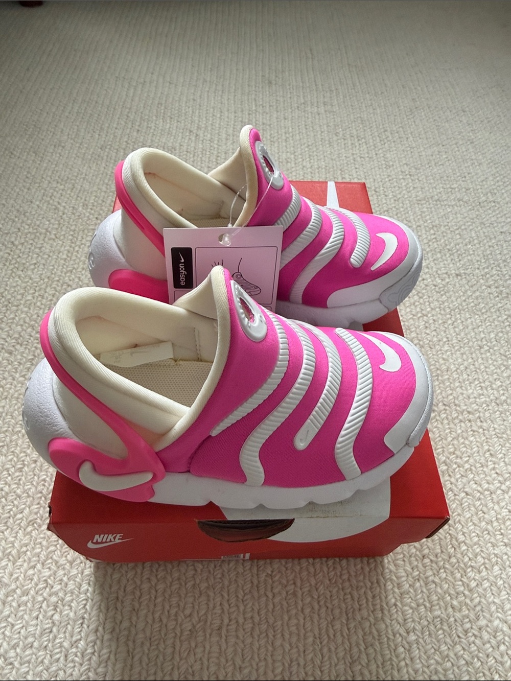 Nike Kids Pink and White Slip-On Cruiser Shoes